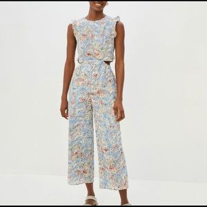 Anthropologie Adeline Rae Eyelet Jumpsuit Floral Size Medium- HTF